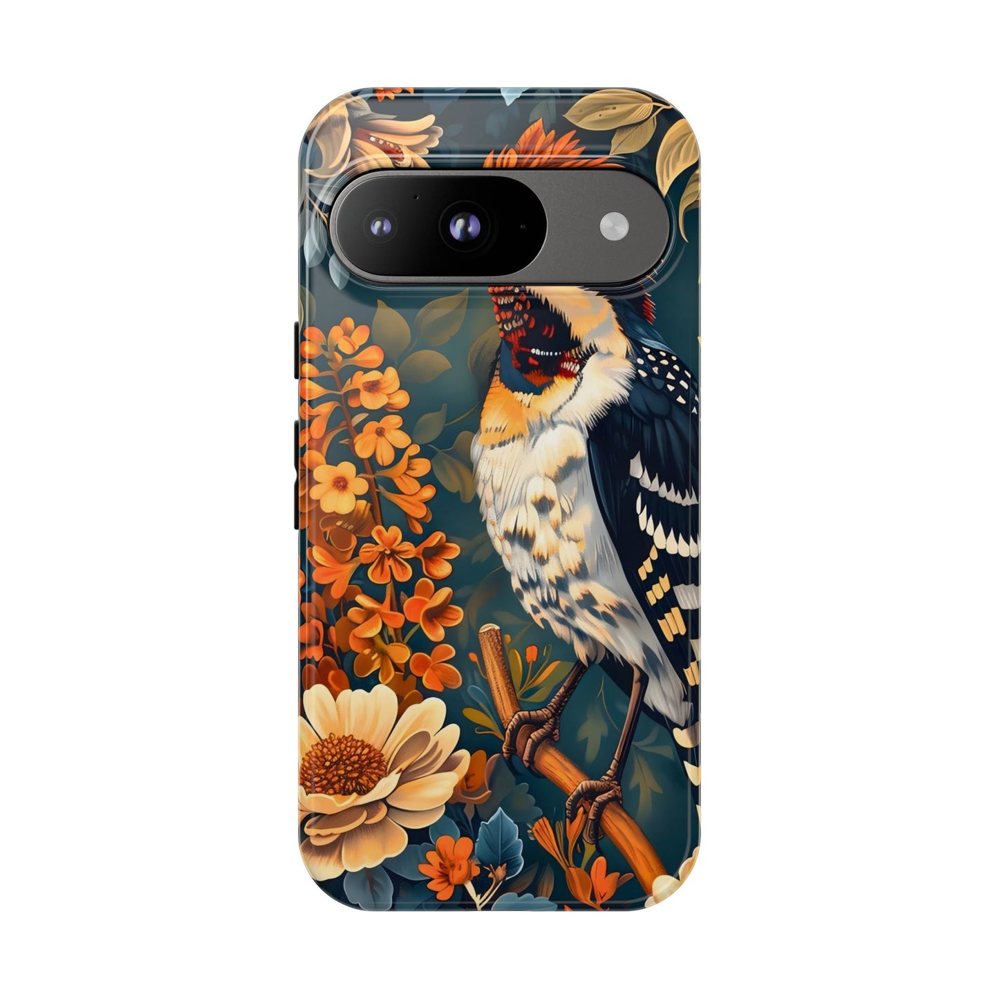 Tough Cases: Floral Bird Phone Case, Vintage Style Cover, Nature Lover Gift, Botanical Design, Spring Inspire Fashion