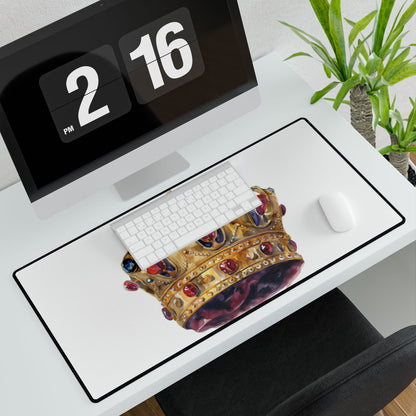 Crown Print Desk Mat - Unique Office Decor, Gaming Mouse Pad, Home Workspace Accessory, Gift for Crown Lovers, Elegant Desk Setup