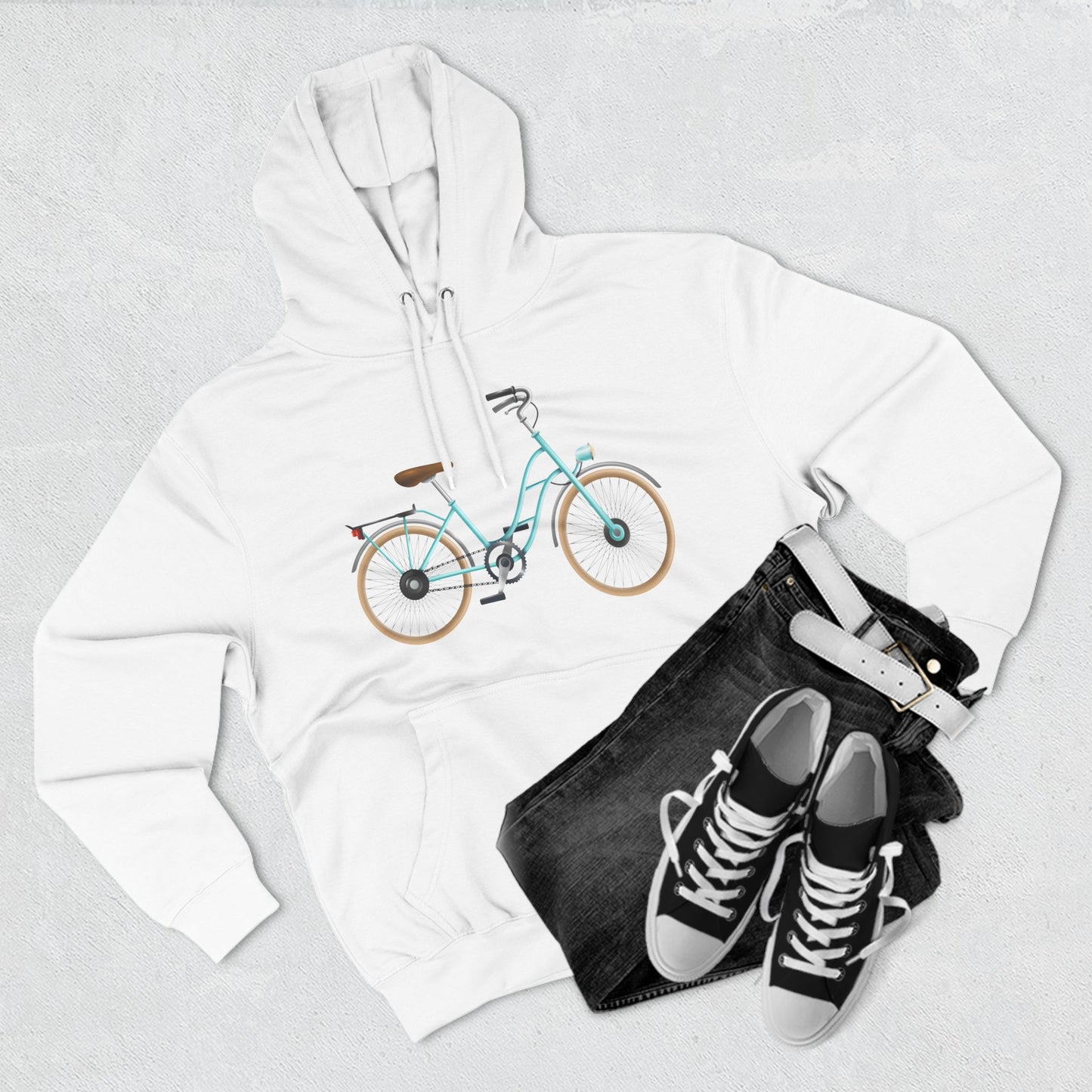 Three-Panel Fleece Hoodie - Elegant British Bicycle