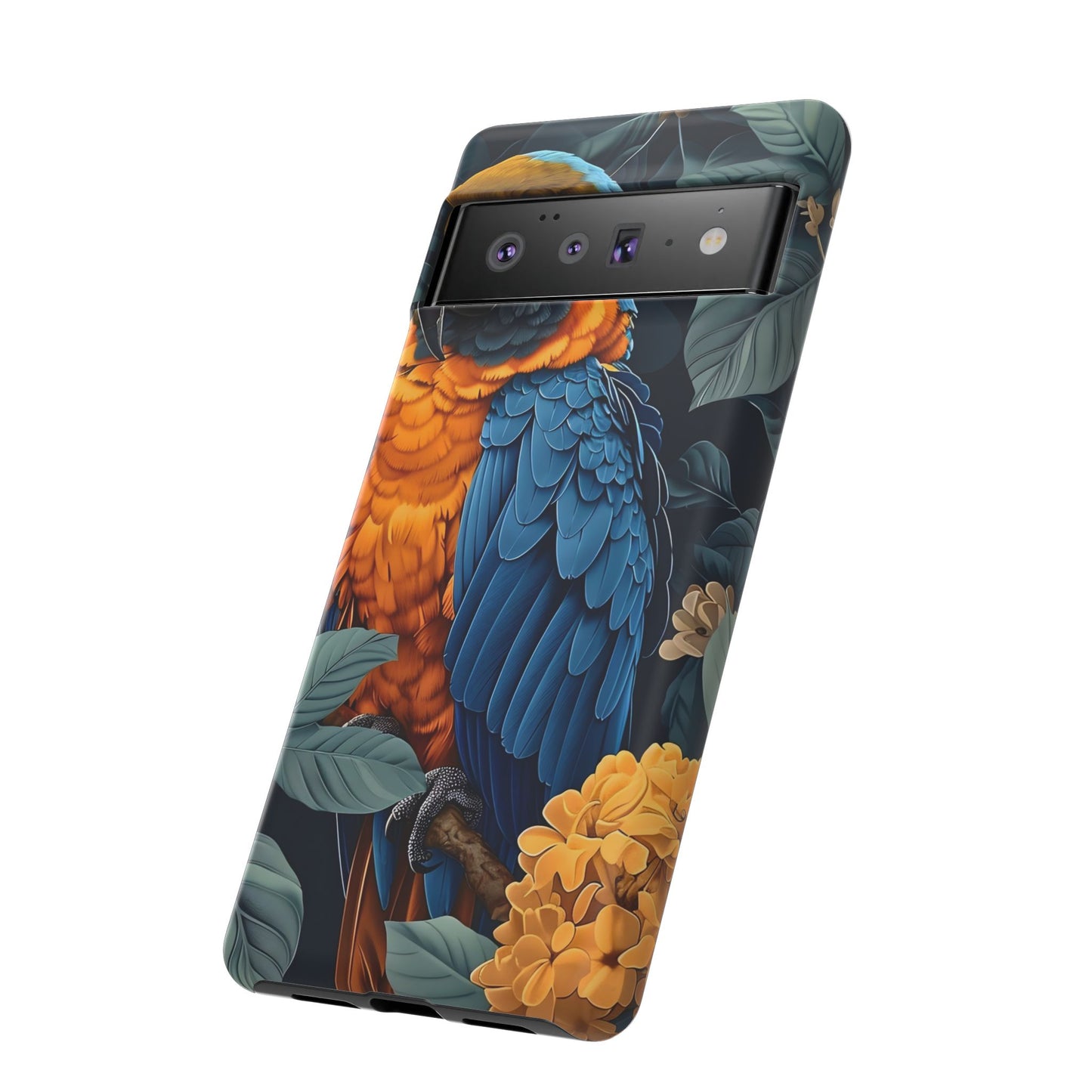 Tropical Parrot Phone Case - Tough Cases, Colorful Phone Cover, Nature Lover Gift, Floral Design, Bird Lover Accessory