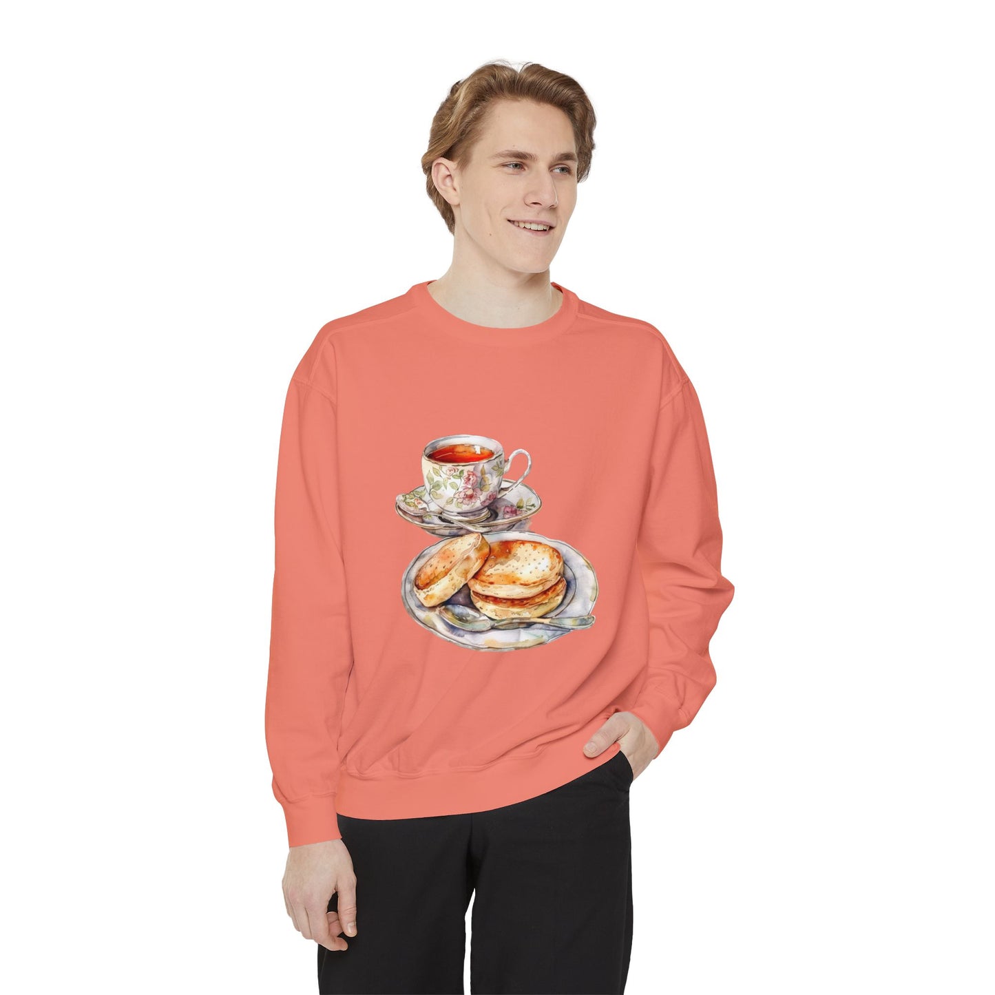 Unisex Garment-Dyed Sweatshirt- British Royal Breakfast - Elegant and Opulent Morning Feast