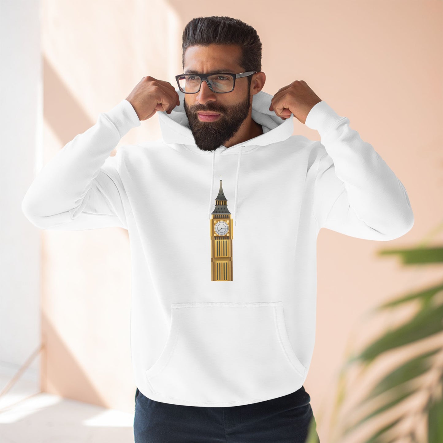 Three-Panel Fleece Hoodie - The Pulse of London Big Ben Tower