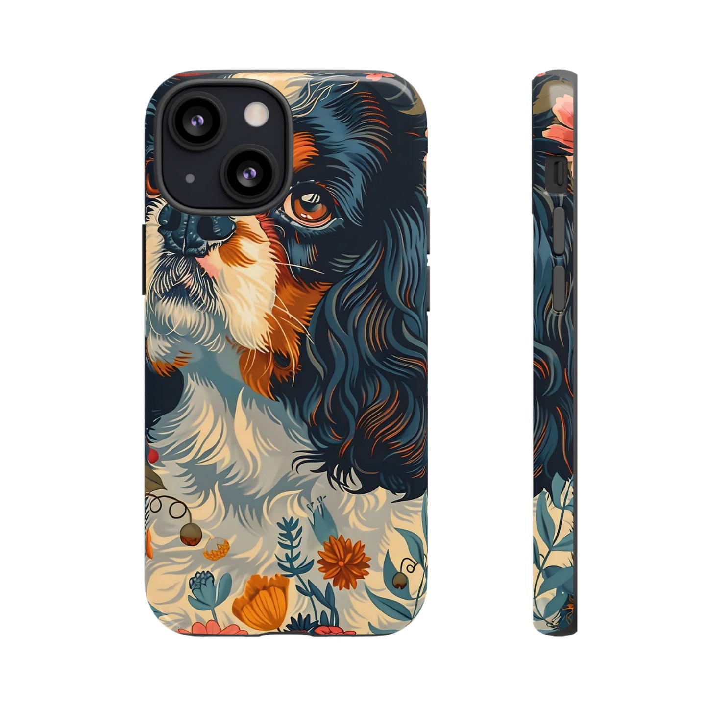 Cavalier King Charles Spaniel Phone Case, Floral Dog Lover Gift, Tough Phone Cover, Pet Owner Accessory, Unique Dog Design