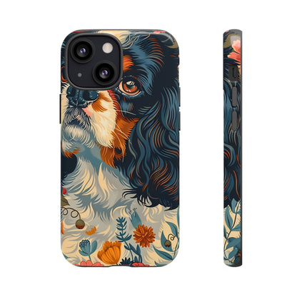 Cavalier King Charles Spaniel Phone Case, Floral Dog Lover Gift, Tough Phone Cover, Pet Owner Accessory, Unique Dog Design