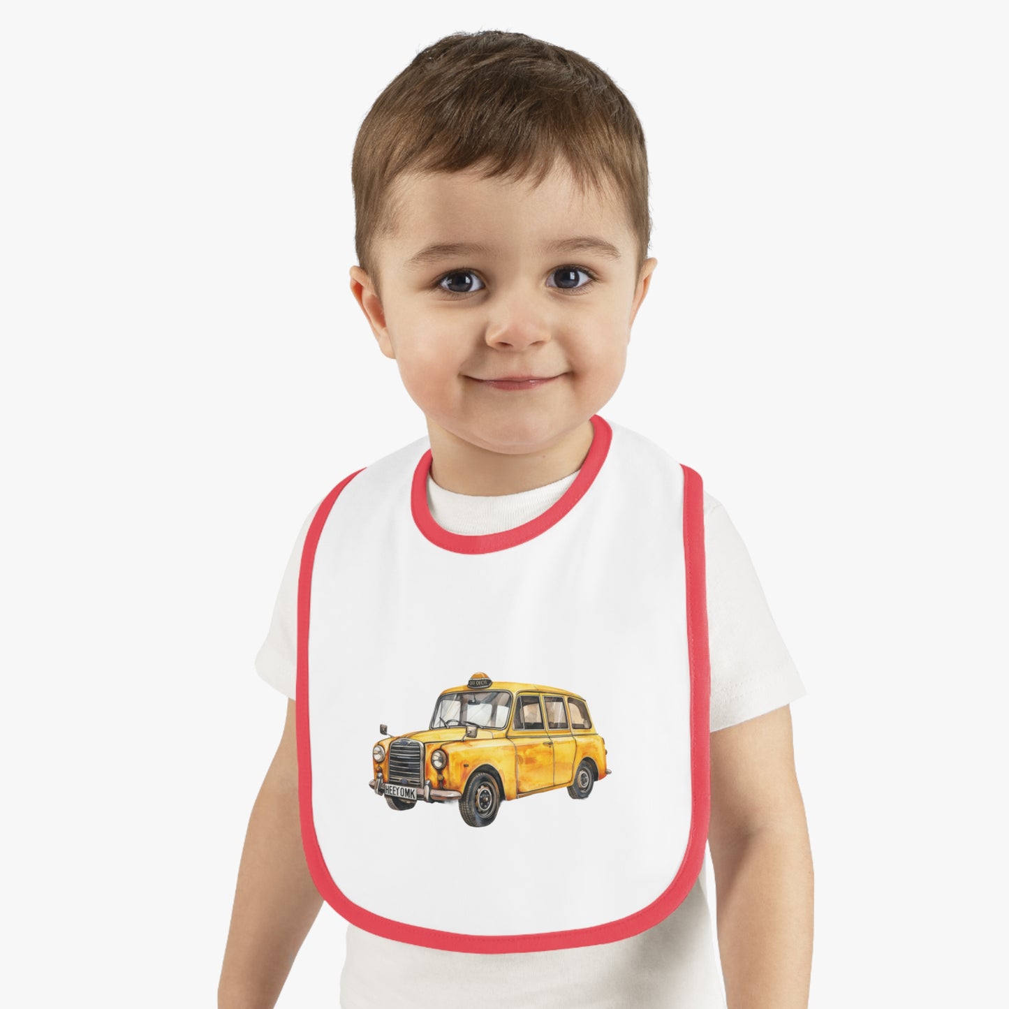 Vintage Taxi Baby Contrast Trim Jersey Bib