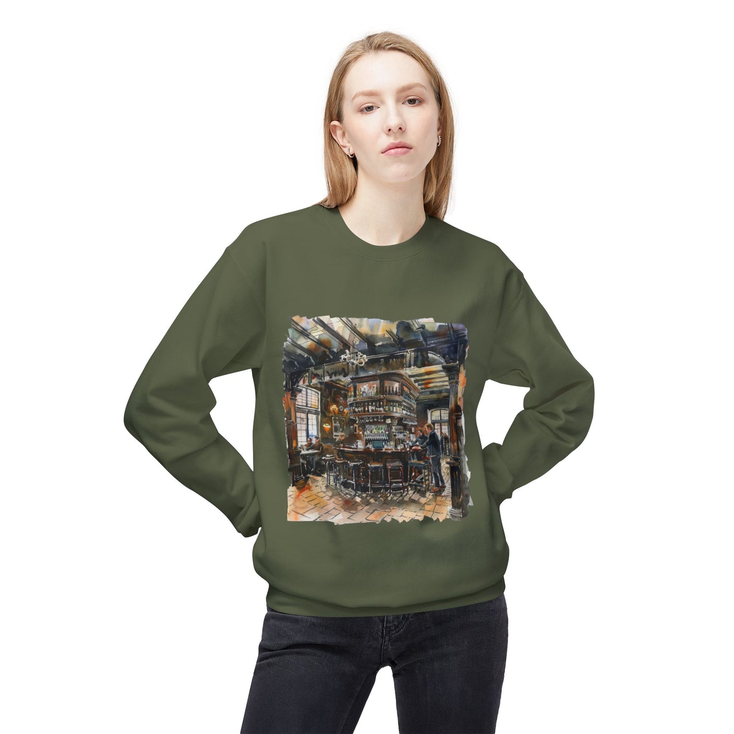 Unisex Midweight Softstyle Fleece Crewneck Sweatshirt - A Pint of Warmth - The Cozy Pub Experience