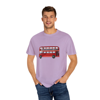 London Transport - Iconic Red Double-Decker Trendy Unisex Garment-Dyed T-shirt