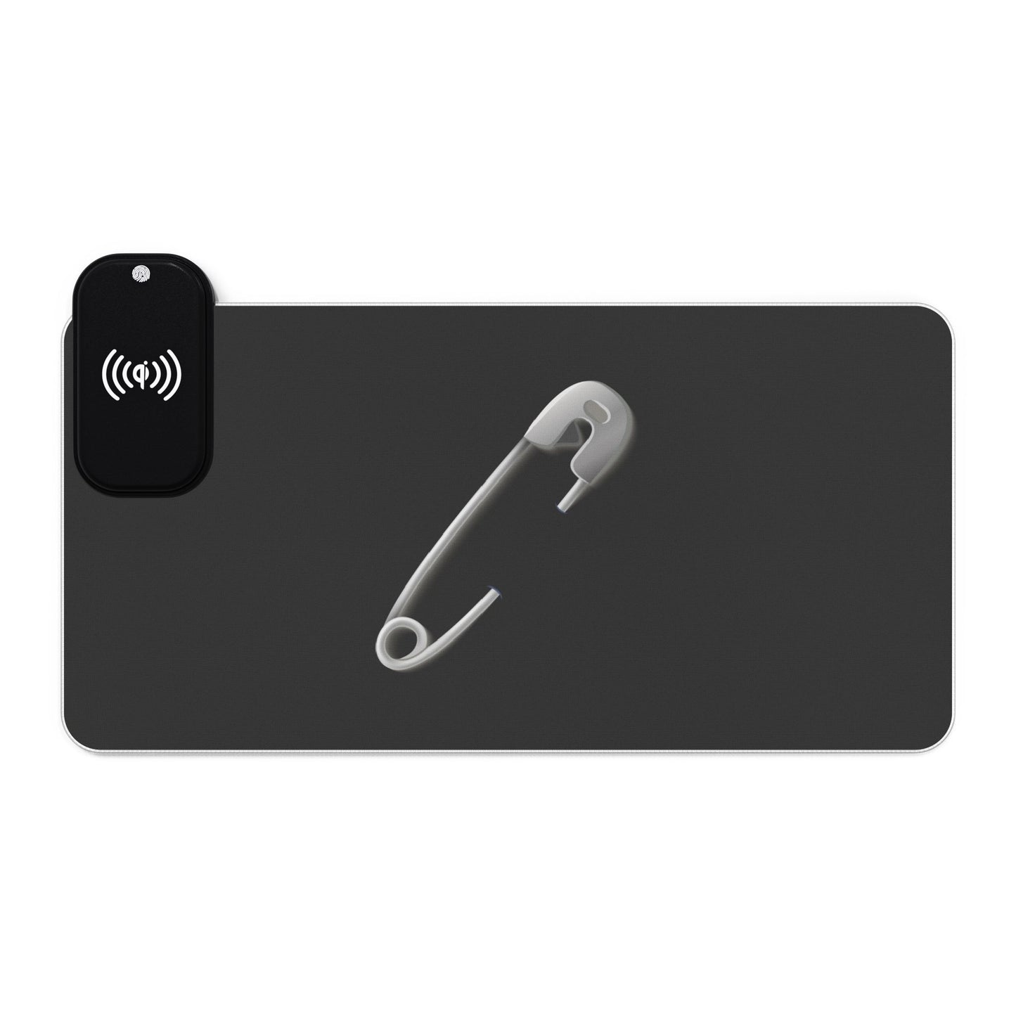 Silver Safety Pin - LED Wireless Gaming Mouse Pad with Charging Feature - Perfect for Gamers, Desk Accessories, Tech Gifts, Gaming Setup
