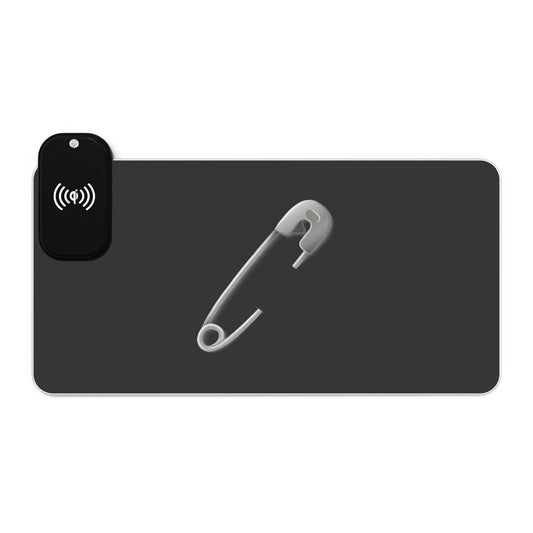 Silver Safety Pin - LED Wireless Gaming Mouse Pad with Charging Feature - Perfect for Gamers, Desk Accessories, Tech Gifts, Gaming Setup