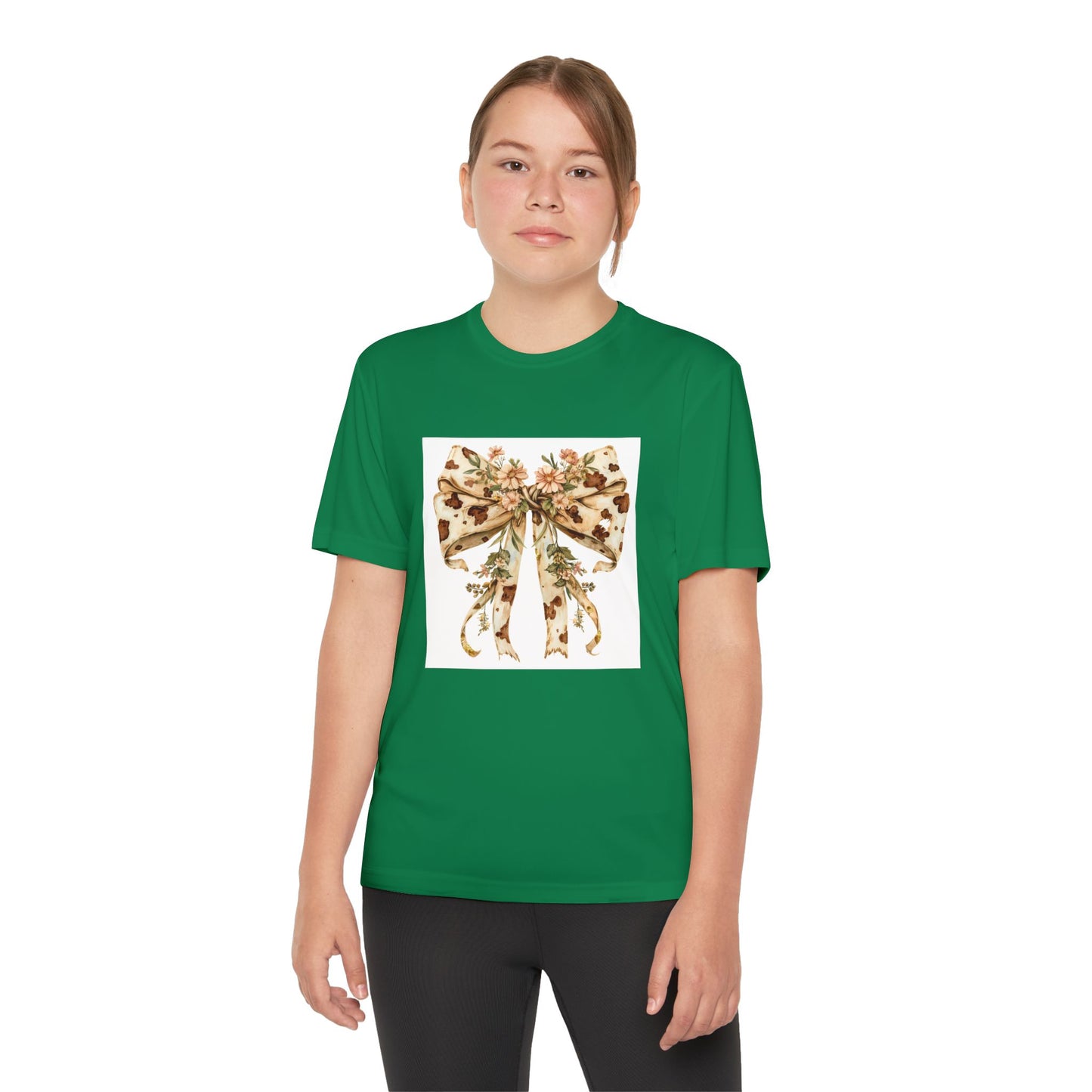 Floral Bow Youth Tee - Stylish & Playful Design for Kids