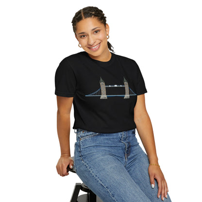 Unisex Garment-Dyed T-shirt - Tower Bridge - Iconic London Landmark Illustration