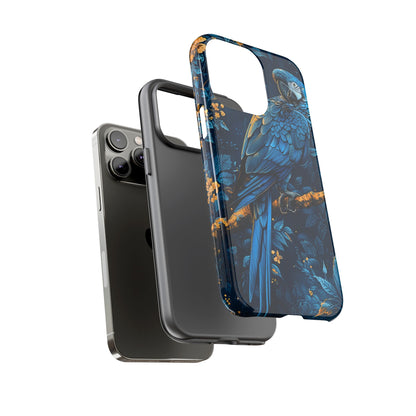 Tough Cases - Vibrant Blue Parrot Phone Case, Tropical Bird Phone Cover, Nature Lover Gift, Eco-Friendly Accessories, Unique Wildlife Decor