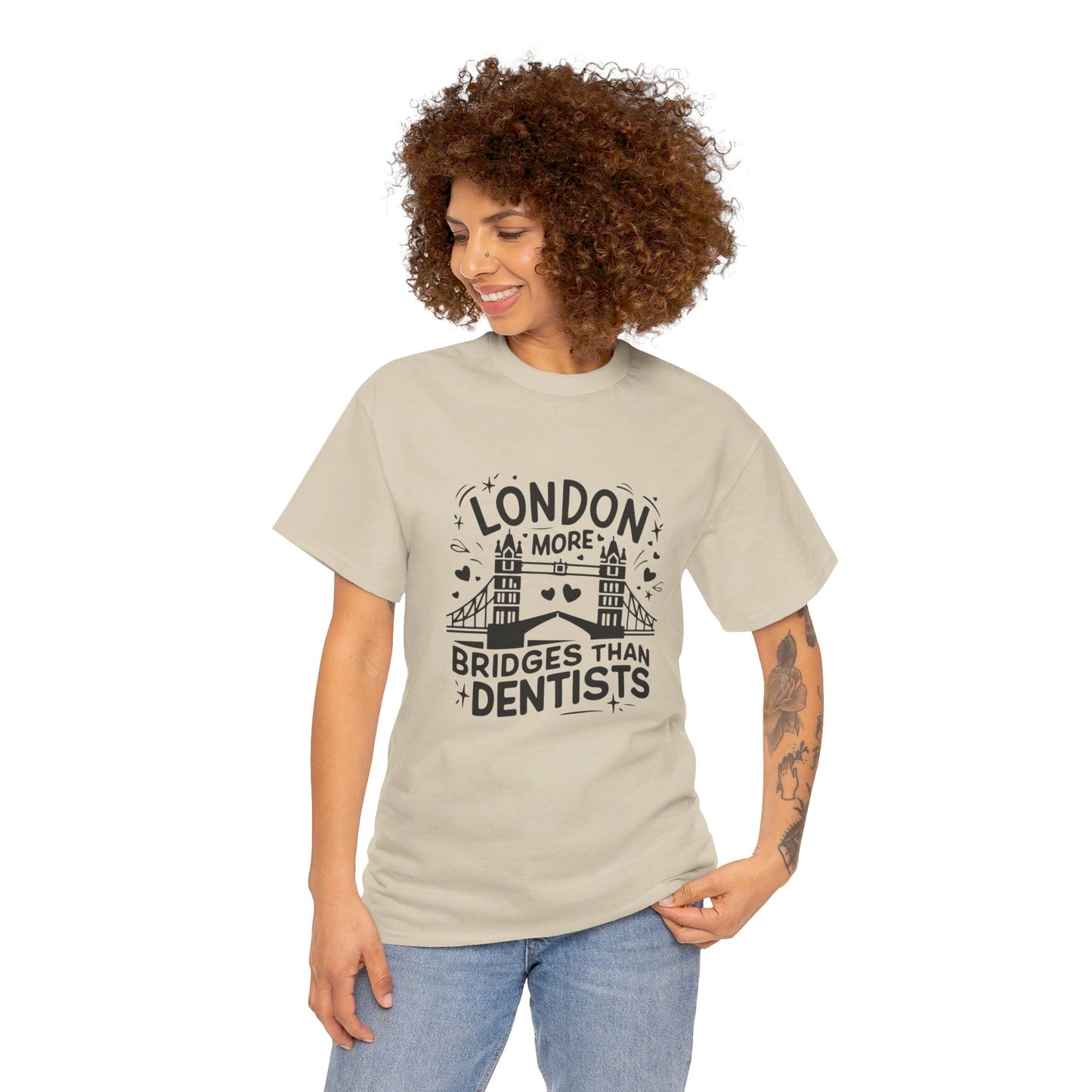 London More Biggest than Dentists Form-fitting Unisex Heavy Cotton T-Shirt