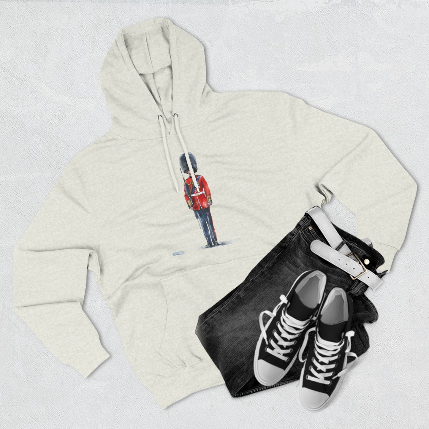 Three-Panel Fleece Hoodie - British Soldier - Classic Military Elegance and Honor