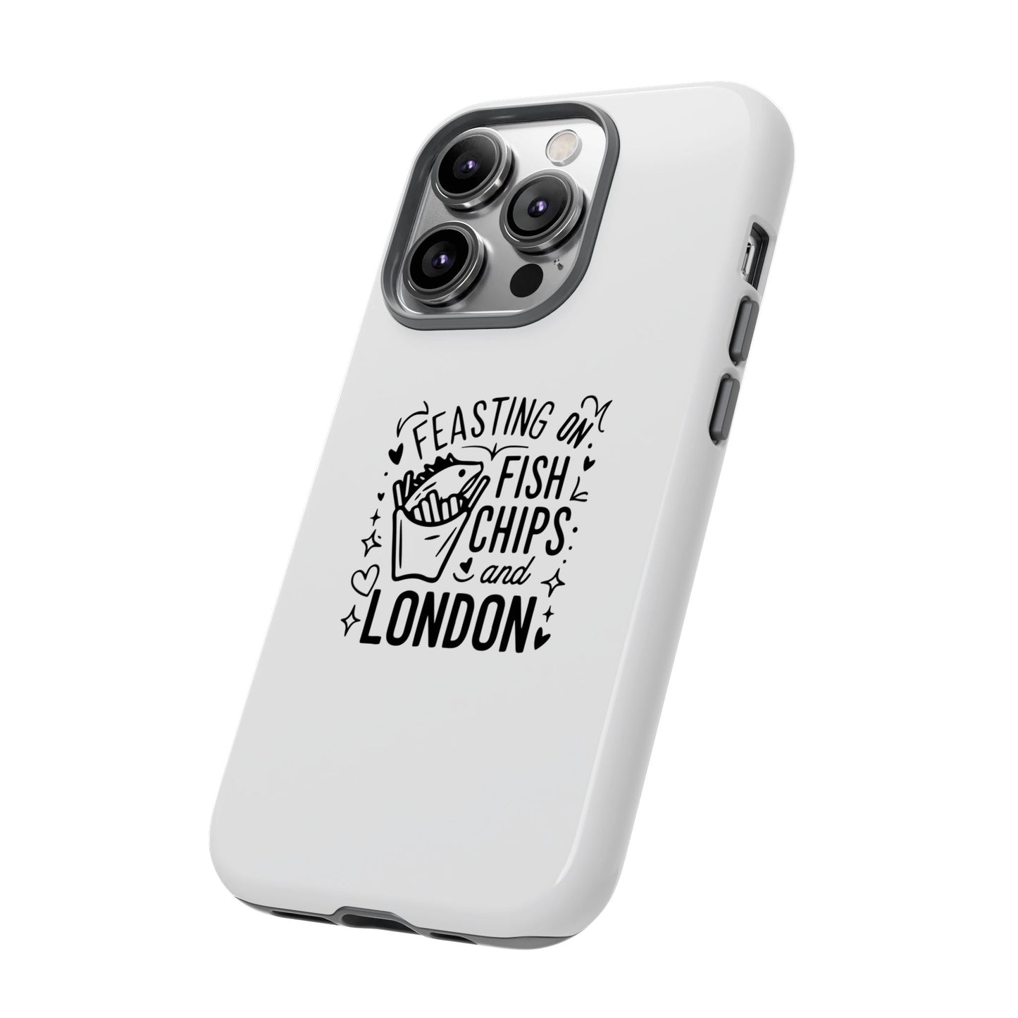 London Fish & Chips Phone Case, Tough Cases with Fun Design for Food Lovers, Unique Gift for Travelers, Cell Phone Accessories