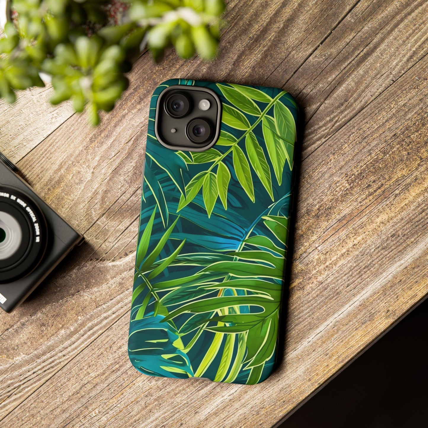 Tropical Phone Case - Durable Green Leaf Design, Eco-Friendly Gift, Trendy Accessory, Nature Lover's Case, Summer Vibes