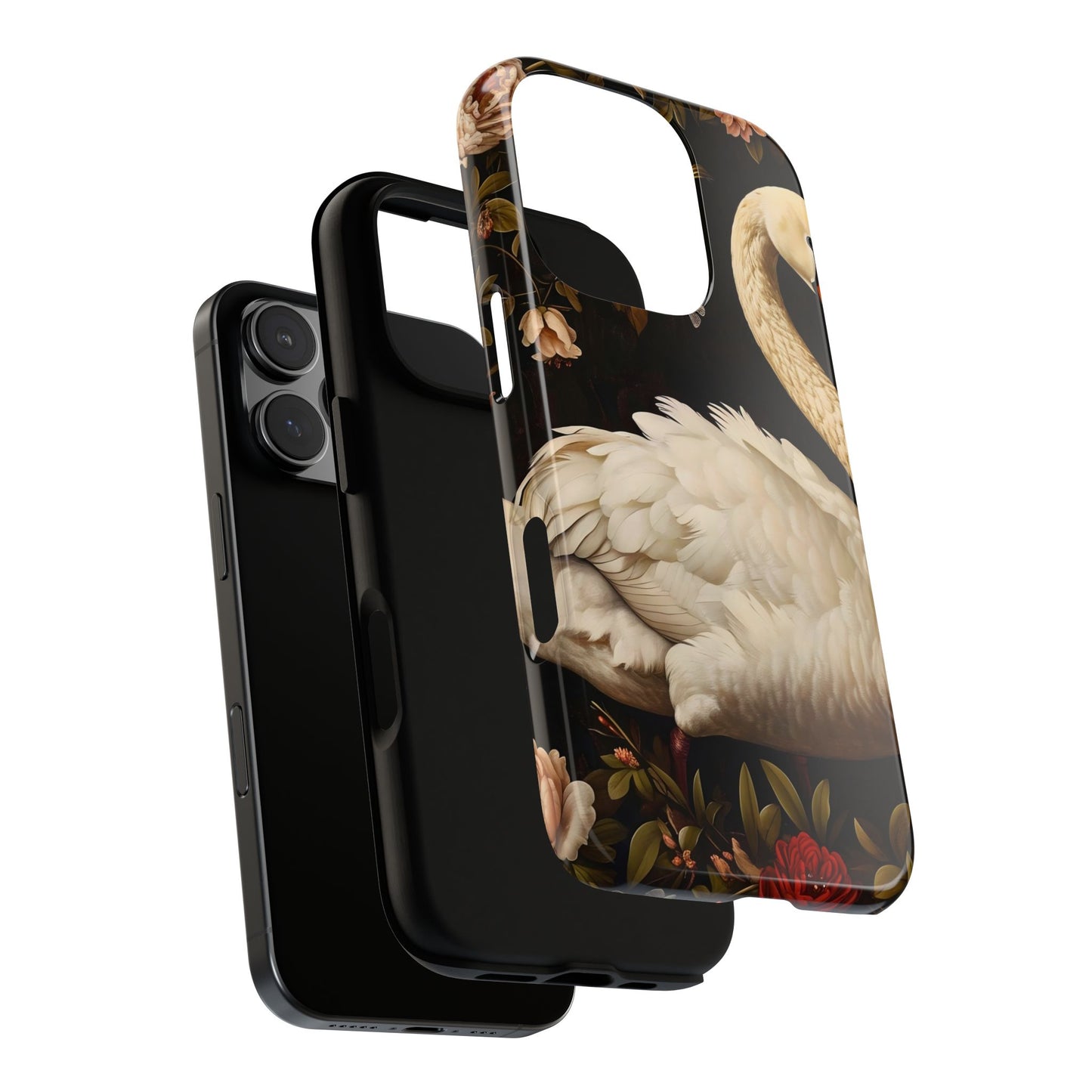 Elegant Swan Phone Case, Floral iPhone Cover, Tough Phone Case, Gift for Her, Nature Lover, Mother's Day, Birthday
