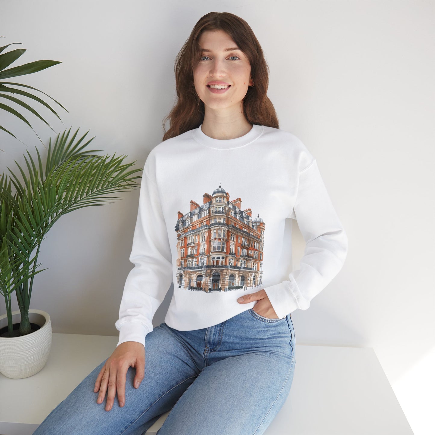 Unisex Heavy Blend™ Crewneck Sweatshirt - Classic British Architecture - Elegant Historic Building