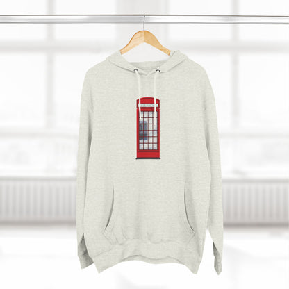 Iconic British Red Telephone Relaxed Three-Panel Fleece Hoodie