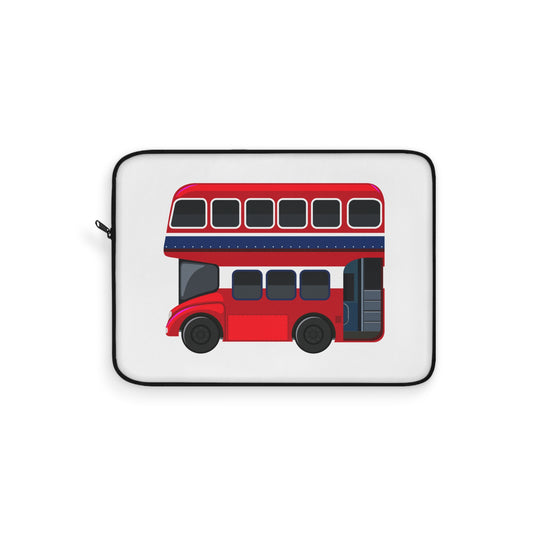 Red Double-Decker Bus Laptop Sleeve, Cute Tech Case, Gift for London Lovers, Travel Accessory, Modern Laptop Bag