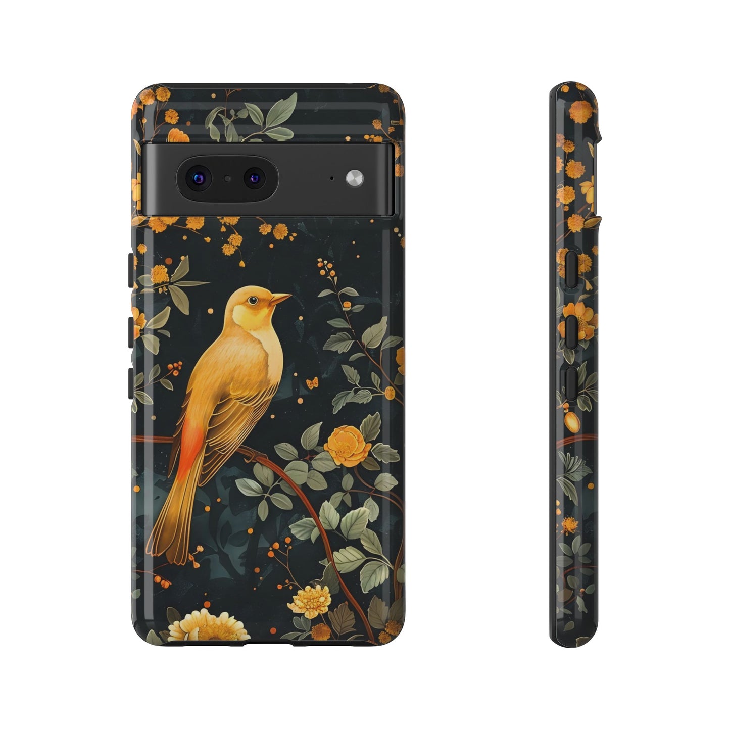 Floral Phone Case, Tough Cases with Bird Design, Nature Lover Gift, Stylish Protection, Birthday Present, Floral Phone Cover