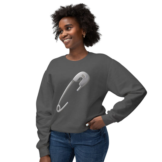 Unisex Lightweight Crewneck Sweatshirt - Minimalist Safety Pin Design