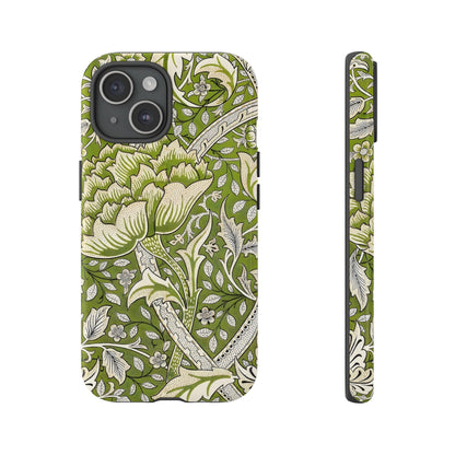 Stylish Phone Case with Floral Design, Durable Protective Cover for iPhone, Unique Gift for Birthdays, Mother's Day, Green Aesthetic