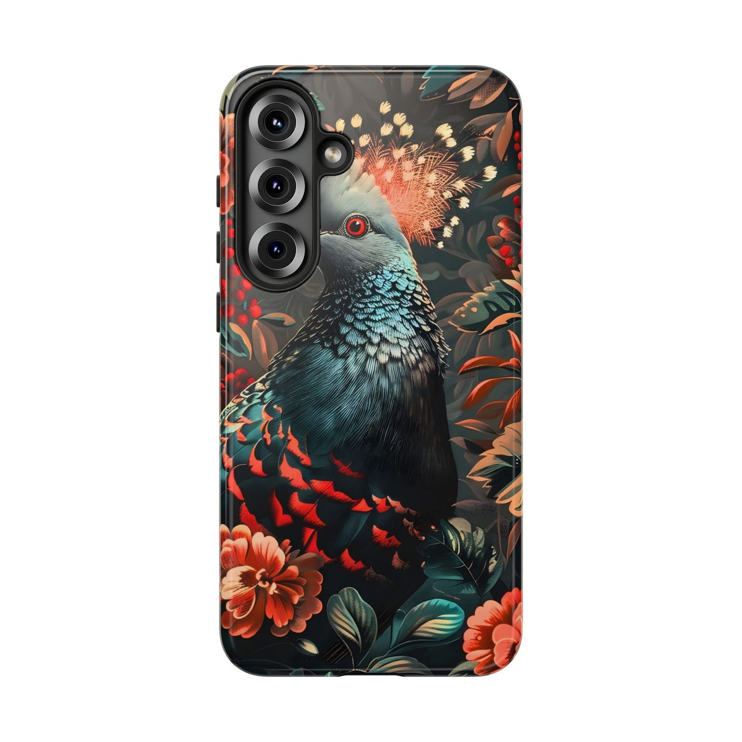 Floral Peacock Phone Case, Tough Cases, Artistic Phone Cover, Unique Gift, Nature Lover Accessory, Protective Case