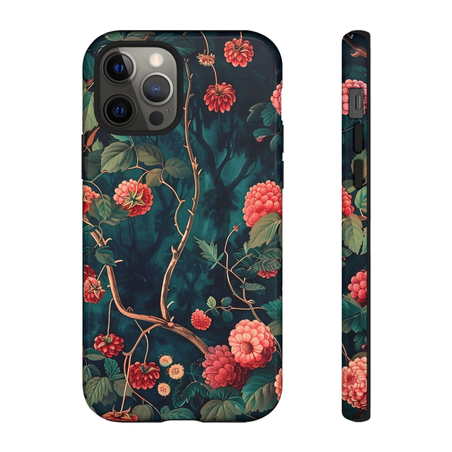 Floral Tough Phone Case with Vibrant Berry Design, Protective iPhone Skin, Gift for Nature Lovers, Elegant Tech Accessory, Unique Gift Idea