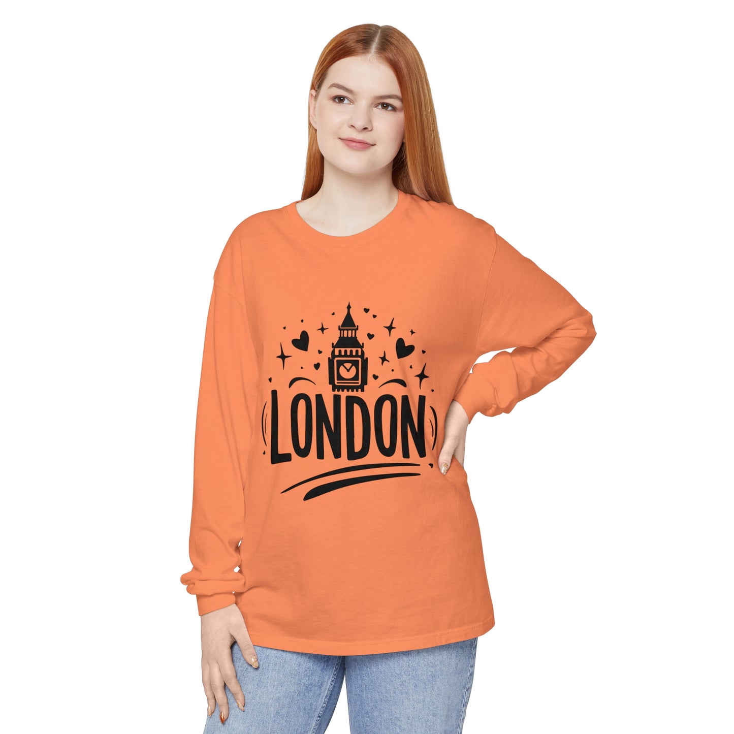 Unisex Garment-dyed Long Sleeve T-Shirt - Pretty London