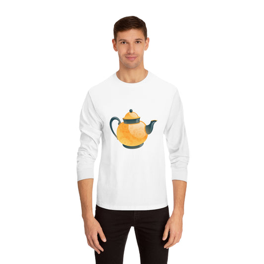 Unisex Classic Long Sleeve T-Shirt -  Classic British Tea Kettle - Timeless Elegance in Tea Time