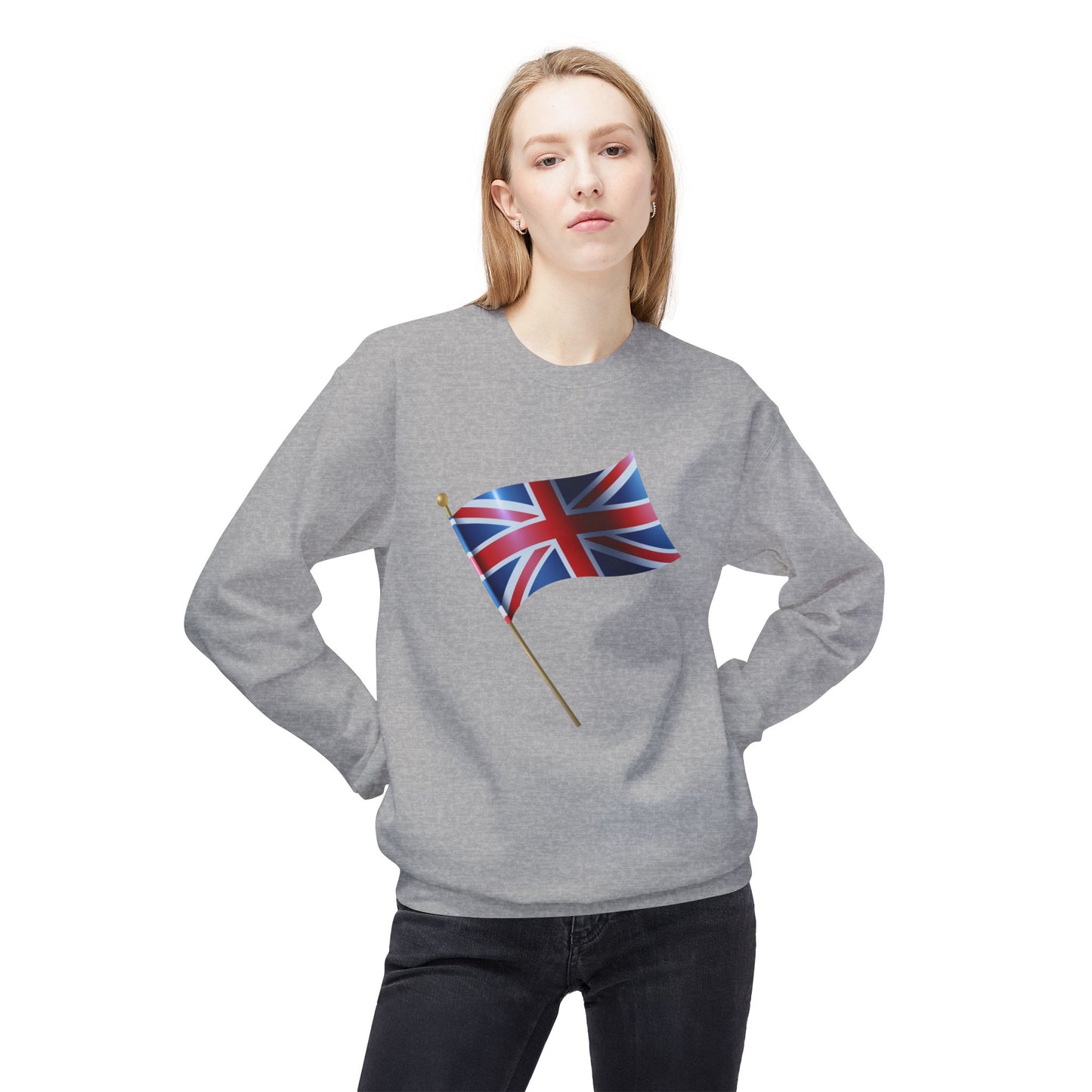 Unisex Midweight Softstyle Fleece Crewneck Sweatshirt - Classic UK Flag Design