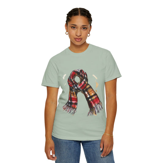 Unisex Garment-Dyed T-shirt - Classic British Plaid Scarf Design