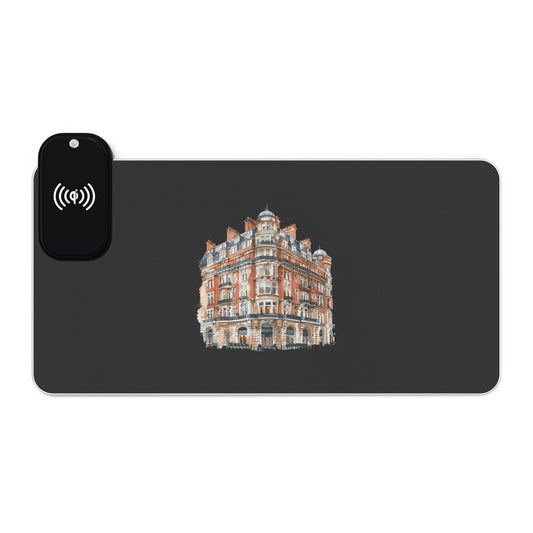 Grand Brick Building – London Architecture - LED Gaming Mouse Pad with Wireless Charging - Perfect for Gamers, Office Spaces, Ecosystem Accessory, Unique Desk Decor, Gift Idea