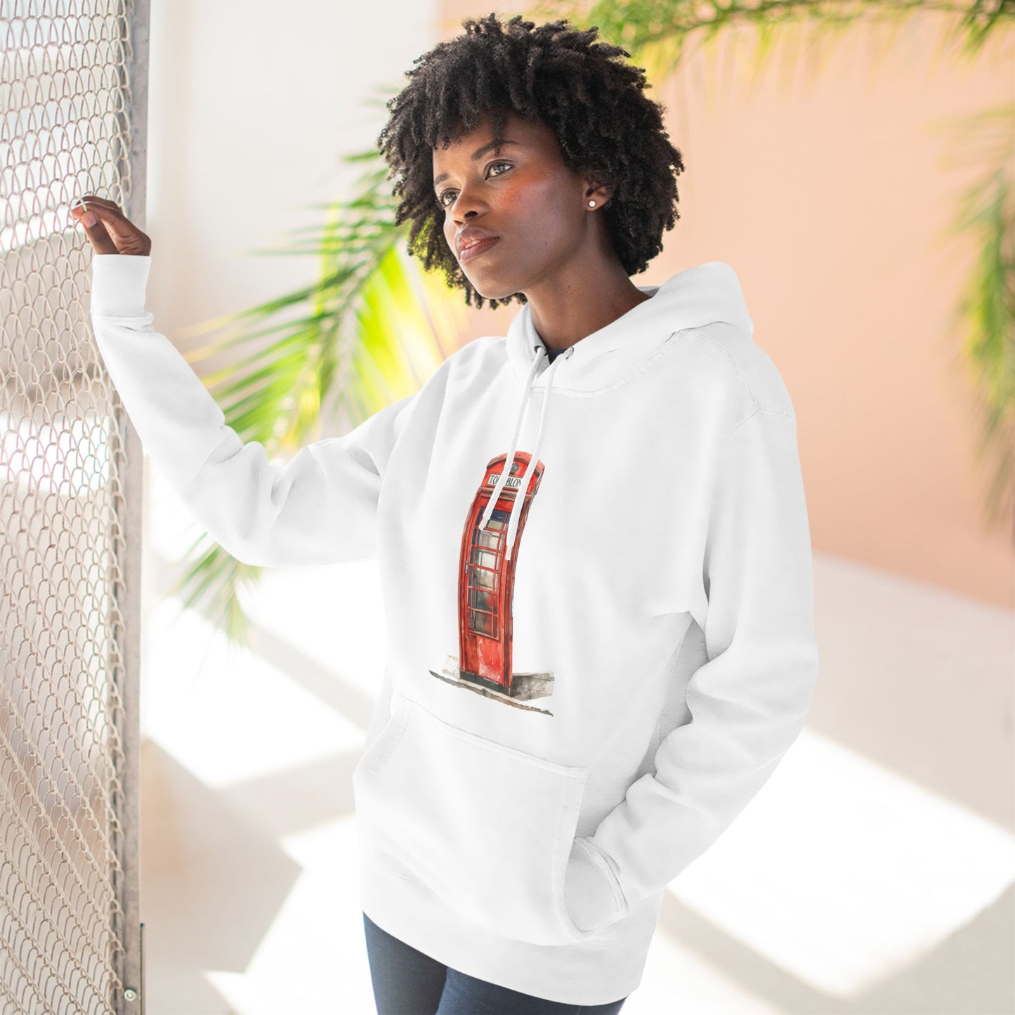 Iconic British Red Telephone Versatile Three-Panel Fleece Hoodie