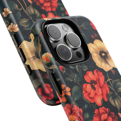 Floral Phone Case, Tough Cases, Flower Motif, Protective Cover, Gift for Her, Floral Design, Spring Accessory