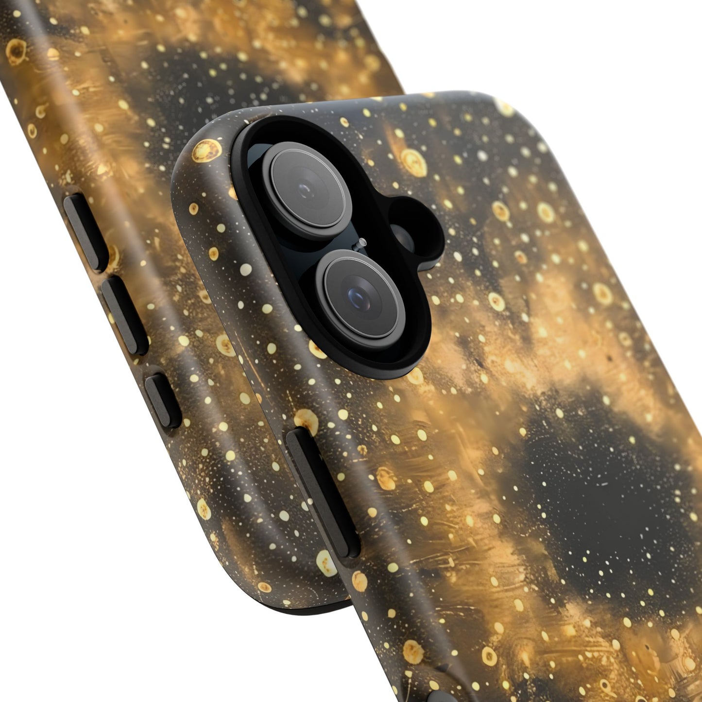 Stylish Phone Case with Golden Galaxy Design, Tough Phone Cover, Trendy Mobile Accessory, Gift for Space Lovers, Protective Phone Shell