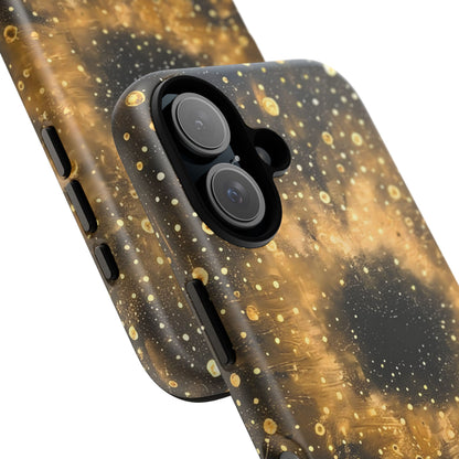 Stylish Phone Case with Golden Galaxy Design, Tough Phone Cover, Trendy Mobile Accessory, Gift for Space Lovers, Protective Phone Shell