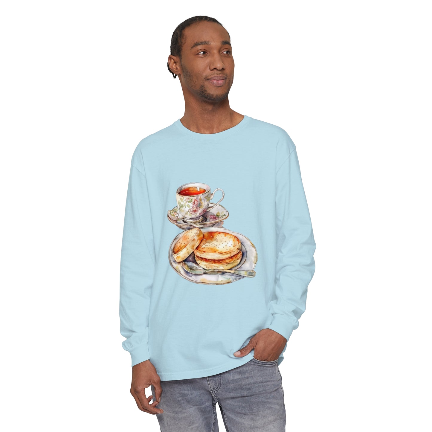 Unisex Garment-dyed Long Sleeve T-Shirt - British Food - Traditional Dishes and Culinary Delights