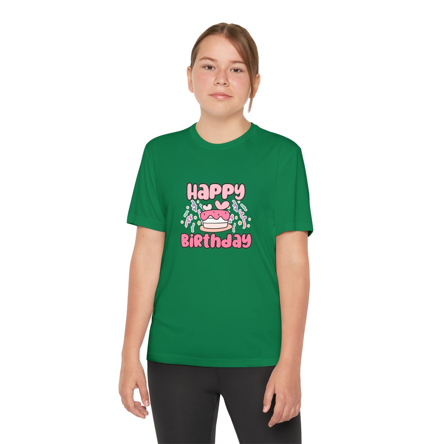 Youth Tee - Birthday Girl Pink Rainbow Animal Print Clipart - Fun Celebration T-Shirt for Kids