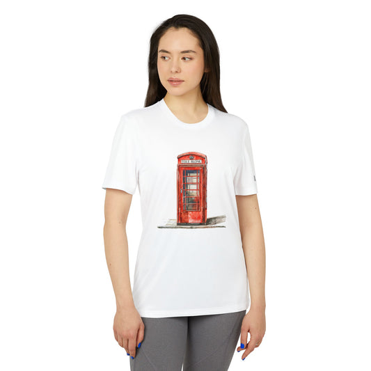 adidas Unisex Sport T-shirt - Vintage Red Telephone Box Design