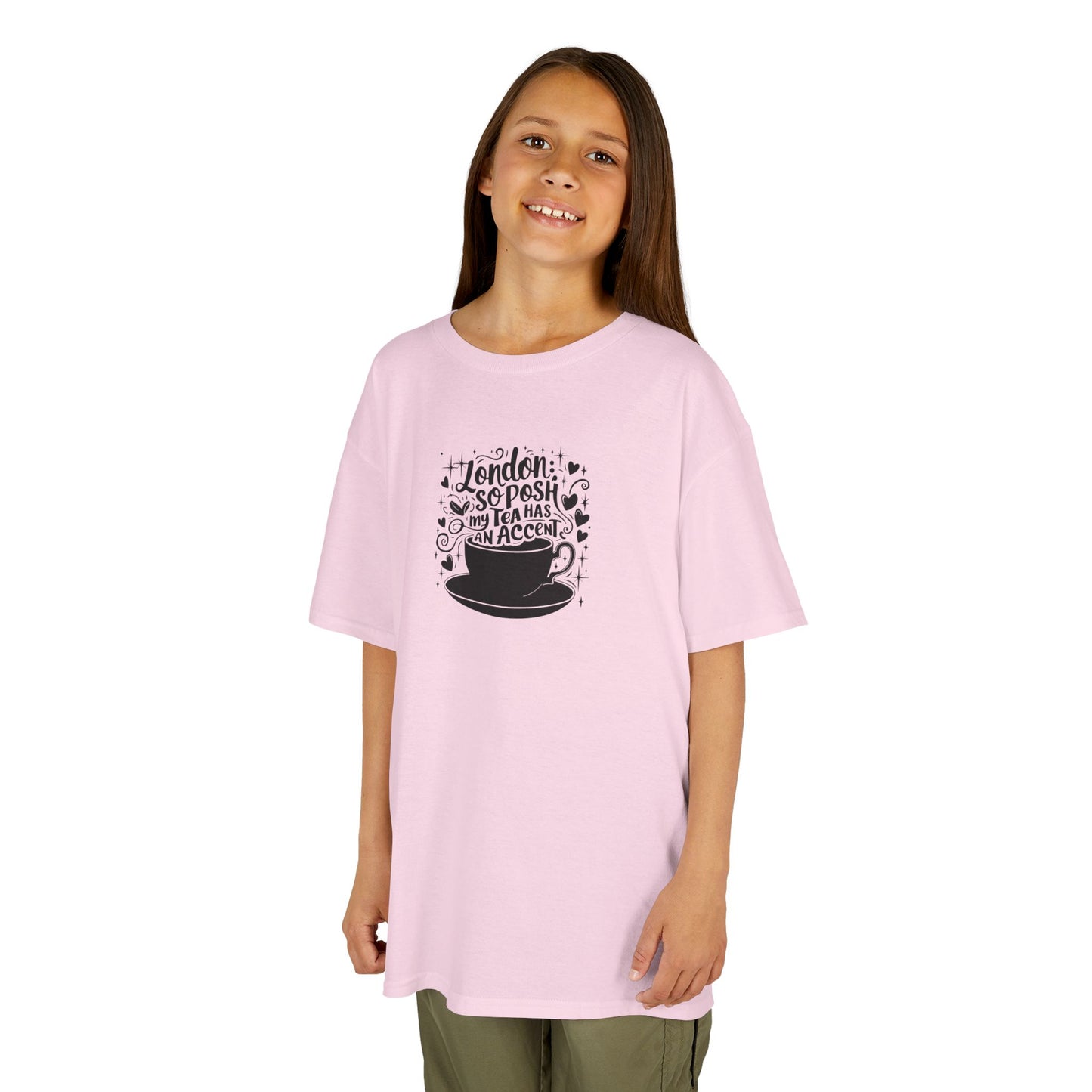 Kids Cotton Tee – London so posh my tea has an accent – Perfect for Coffee Lovers!