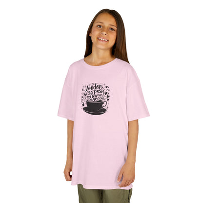 Kids Cotton Tee – London so posh my tea has an accent – Perfect for Coffee Lovers!