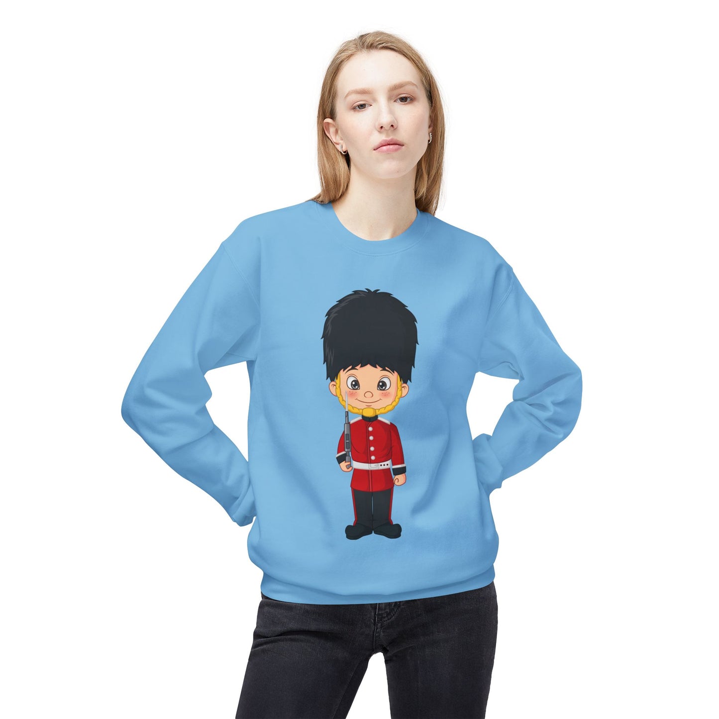 Unisex Midweight Softstyle Fleece Crewneck Sweatshirt - Echoes of Valor - Red Jacket at Bodmin Keep