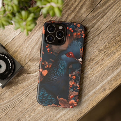 Vibrant Phone Case with Floral Peacock Design - Tough Cases, Artistic Phone Cover, Unique Gift for Nature Lovers, Stand Out Tech Accessory