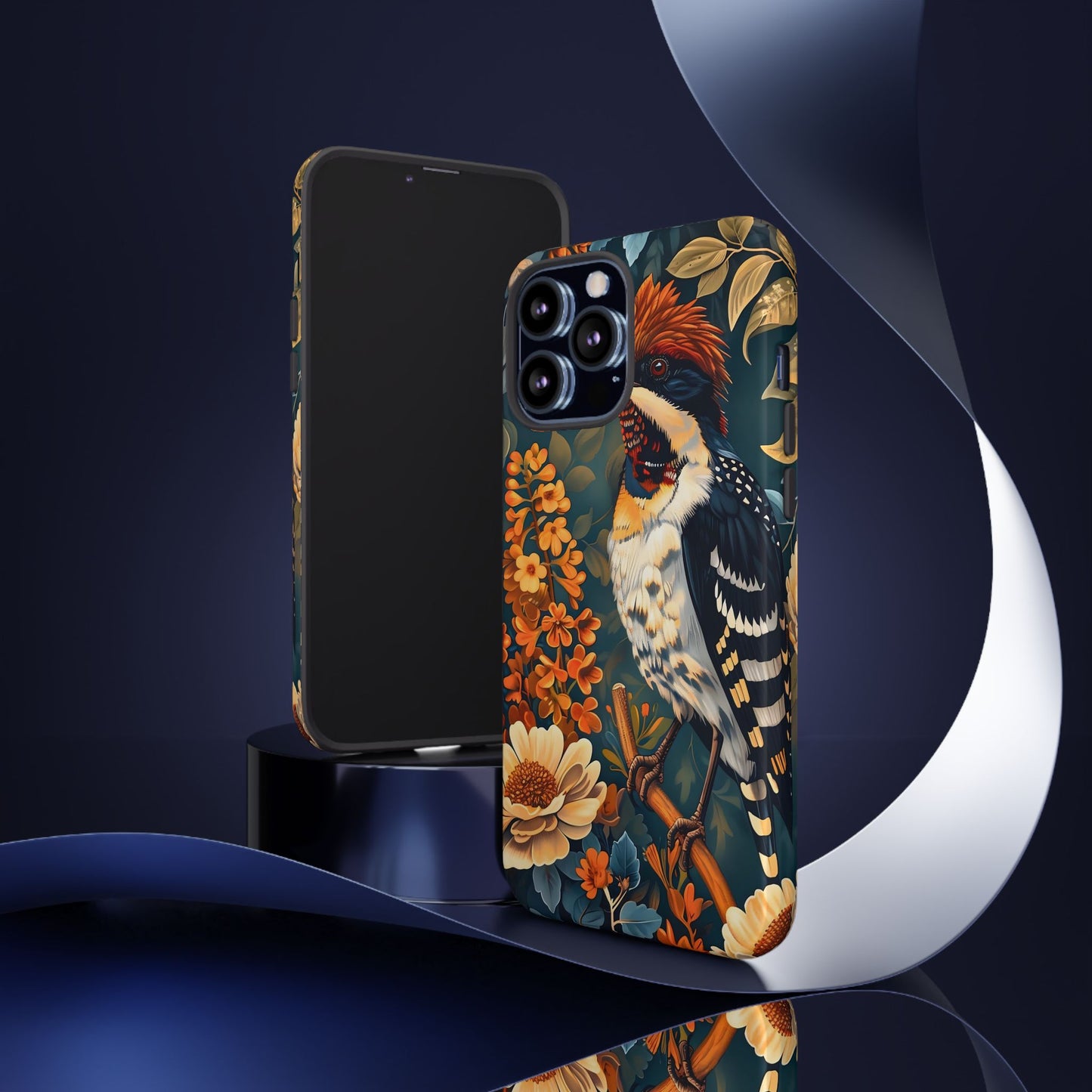 Tough Cases: Floral Bird Phone Case, Vintage Style Cover, Nature Lover Gift, Botanical Design, Spring Inspire Fashion
