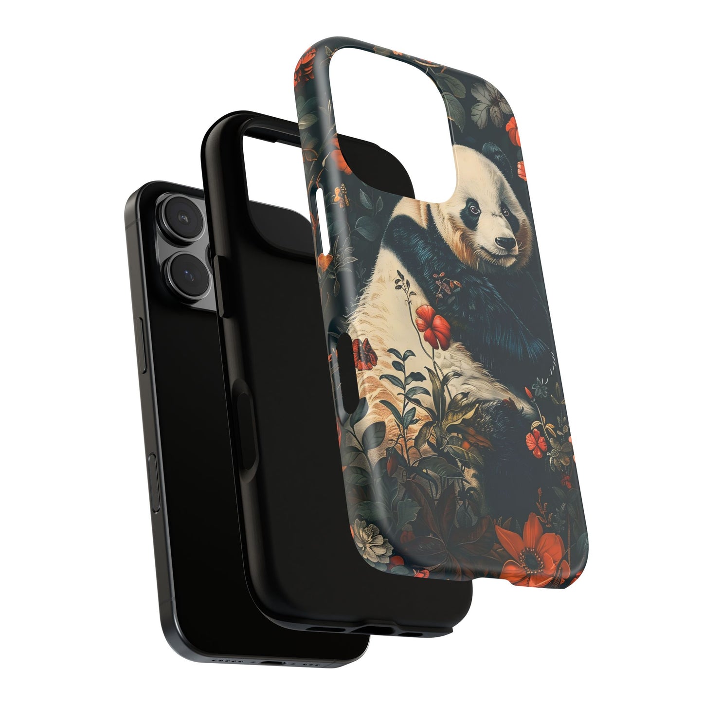 Panda Phone Case, Floral Design Phone Cover, Cute Panda Gift, Nature-Inspired Case, Animal Lover Accessory