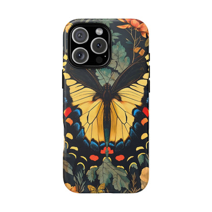 Butterfly Floral Phone Case, Art-inspire Tough Case, Gift for Nature Lovers, Butterfly Pattern Cover, Eco-Friendly Mobile Accessory