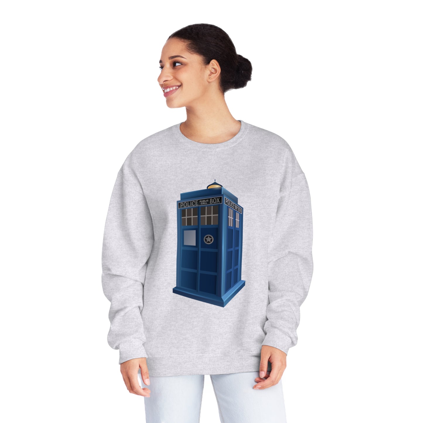 Unisex NuBlend® Crewneck Sweatshirt - British Police Public Call Box - Iconic TARDIS Design