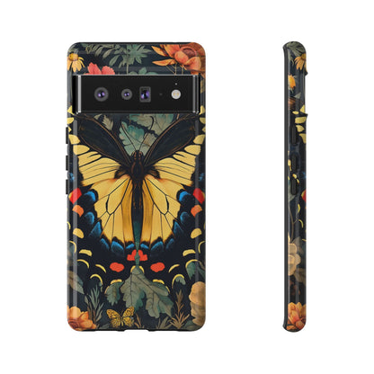 Butterfly Floral Phone Case, Art-inspire Tough Case, Gift for Nature Lovers, Butterfly Pattern Cover, Eco-Friendly Mobile Accessory